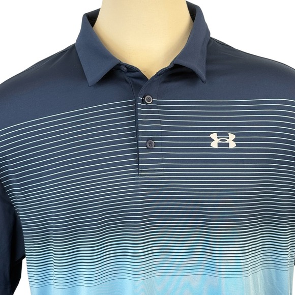 Under Armour Mens XXL The Playoff Polo Loose Fit Heatgear Stretch Navy Blue - Picture 2 of 5